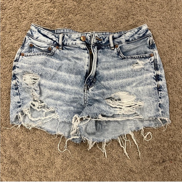 American Eagle Outfitters Pants - American Eagle Outfitters Blue Tomgirl Distressed Jean Shorts